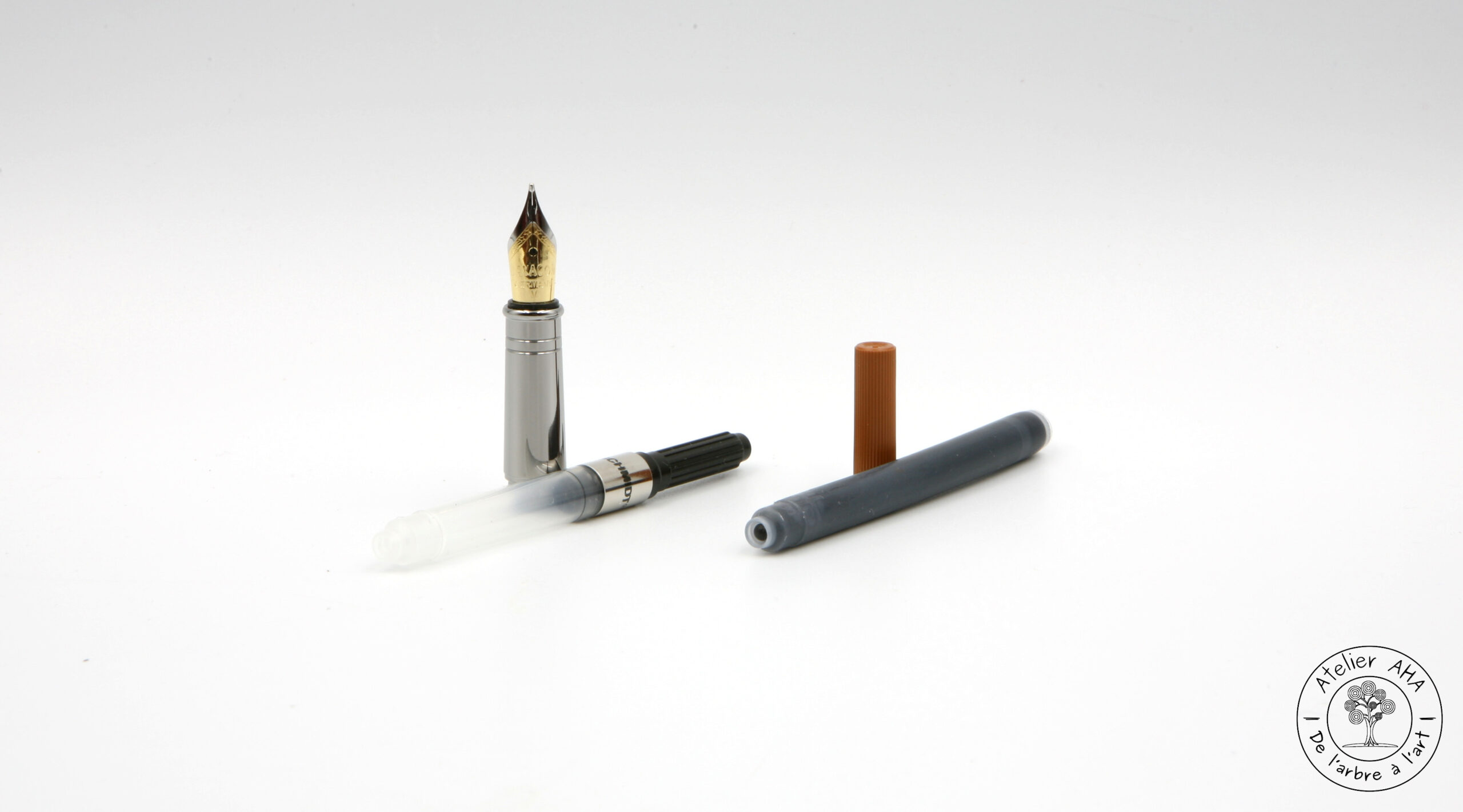 Stylo roller et plume artisanal en bois de frene onde francais - Frêne le Rayonnant – Image 5