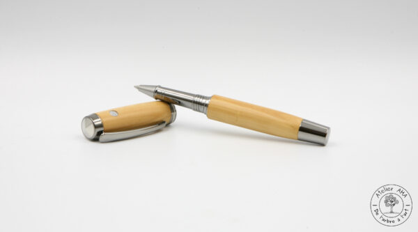AtelierAHA-STY1277-Stylo-roller-et-plume-artisanal-en-bois-de-buis-francais-ouvert